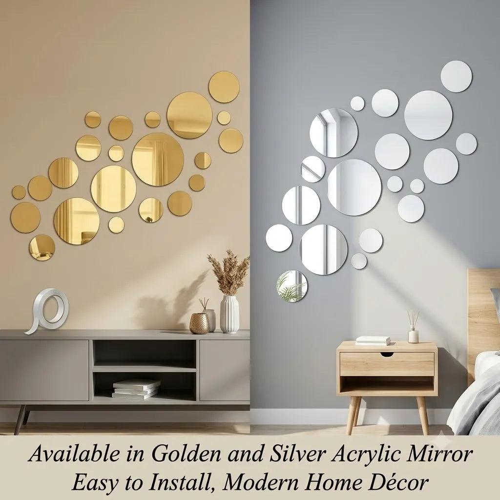 Set of Acrylic Mirror Wall Decals  Decorative Circles |GW013 - GloriousGifts.Pk | Pakistan's 1 Office & Home Decoration Brand