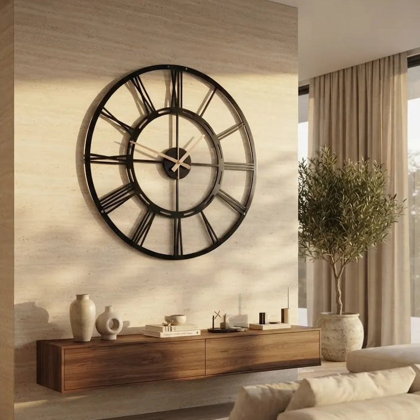 Large Black Roman Clock  Unique Design | GC018 - GloriousGifts.Pk | Pakistan's 1 Office & Home Decoration Brand