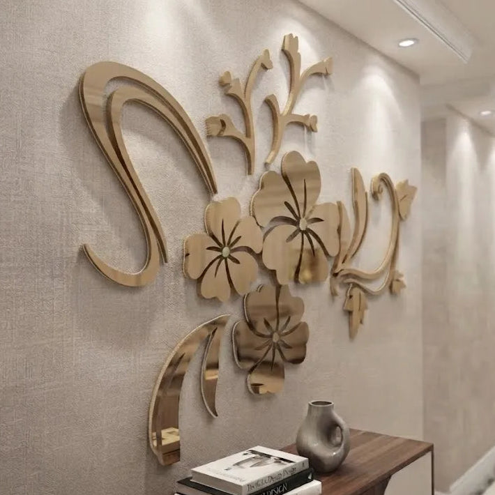 3D Mirror Flower Wall Sticker Stylish Home Décor | GW001 - GloriousGifts.Pk | Pakistan's 1 Office & Home Decoration Brand