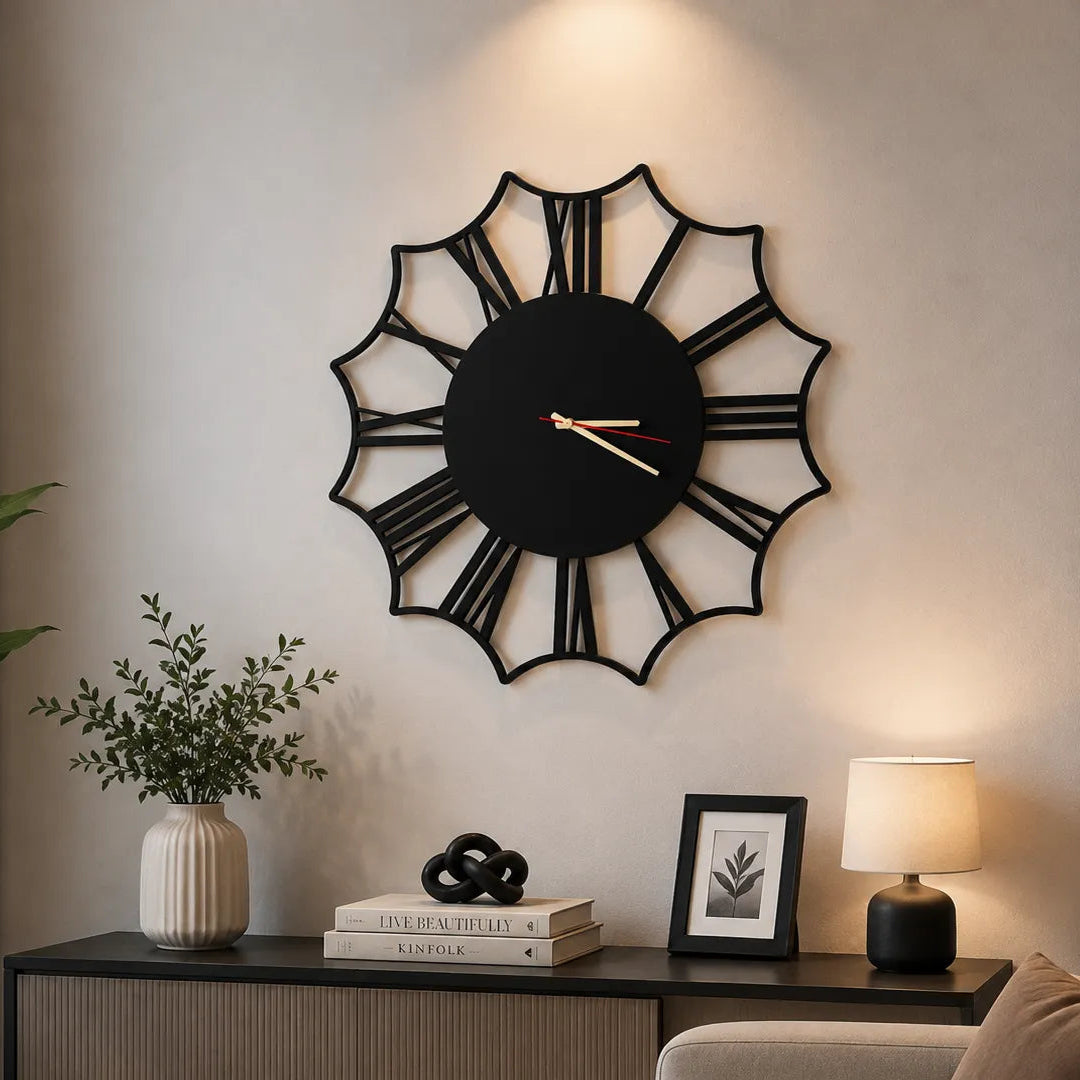 Black Oversized Silent Wooden Clock | GC013 - GloriousGifts.Pk | Pakistan's 1 Office & Home Decoration Brand