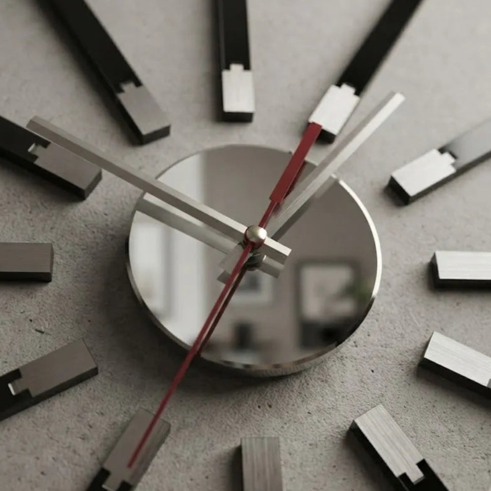 Large Silver & Black Mirror Clock  Unique Gift | GC001 - GloriousGifts.Pk | Pakistan's 1 Office & Home Decoration Brand