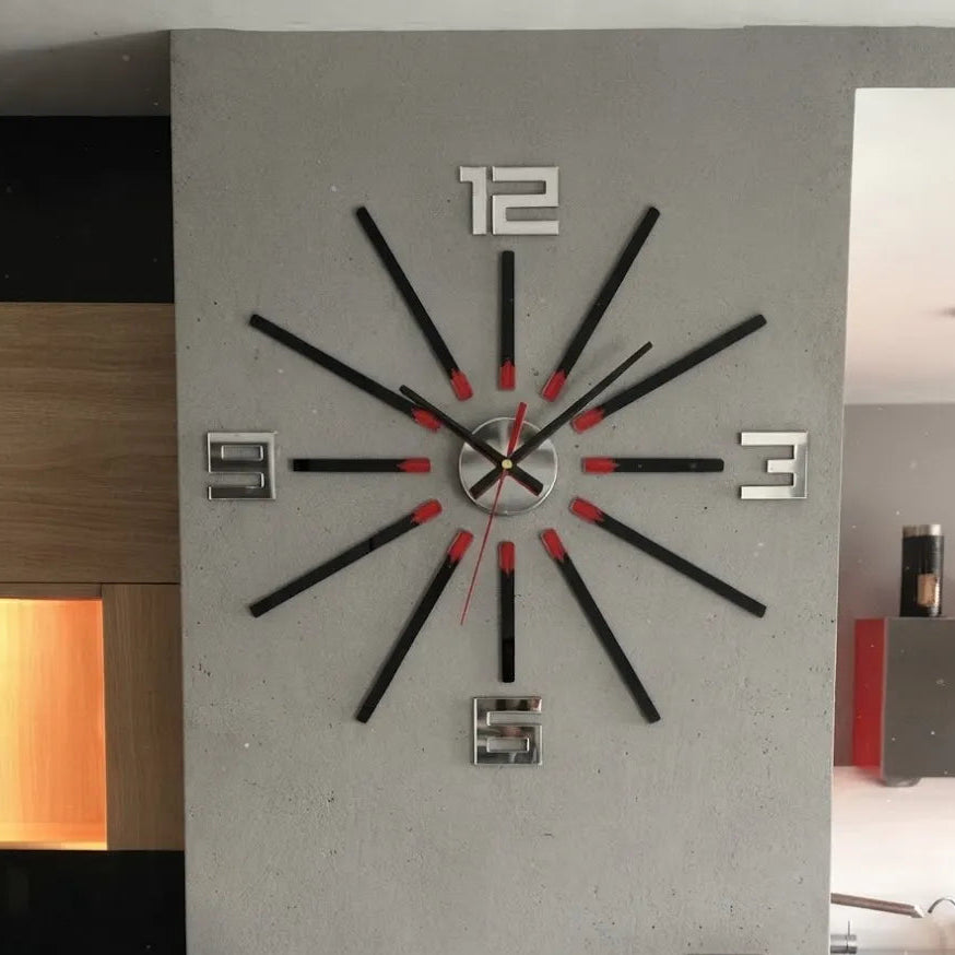 Large Silver & Black Mirror Clock  Unique Gift | GC001 - GloriousGifts.Pk | Pakistan's 1 Office & Home Decoration Brand
