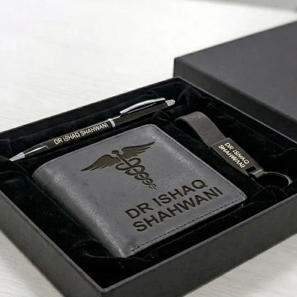 Personalized Leather Wallet & Keychain Set |GD104 - GloriousGifts.Pk | Pakistan's 1 Office & Home Decoration Brand