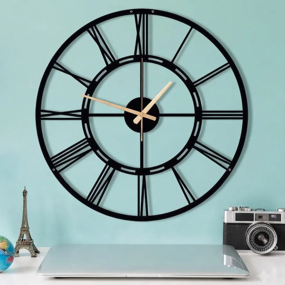 Large Black Roman Clock  Unique Design | GC018 - GloriousGifts.Pk | Pakistan's 1 Office & Home Decoration Brand