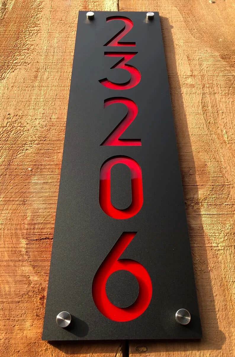 Modern Vertical Address Plaque | GN016 - GloriousGifts.Pk | Pakistan's 1 Office & Home Decoration Brand
