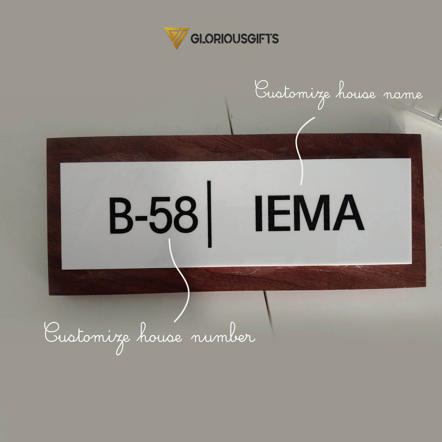 Acrylic + Wooden Door Name Plate | GD006 - GloriousGifts.Pk | Pakistan's 1 Office & Home Decoration Brand