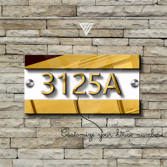 Personalized Gold/White House Name Plate | GN005