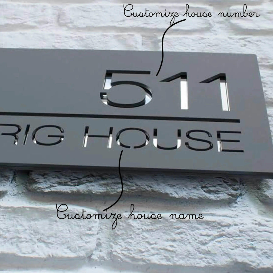 Grey & Silver Mirror Address Plaque | GN009