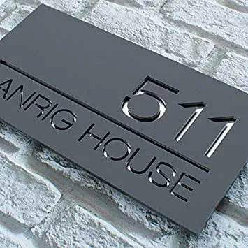 Grey & Silver Mirror Address Plaque | GN009