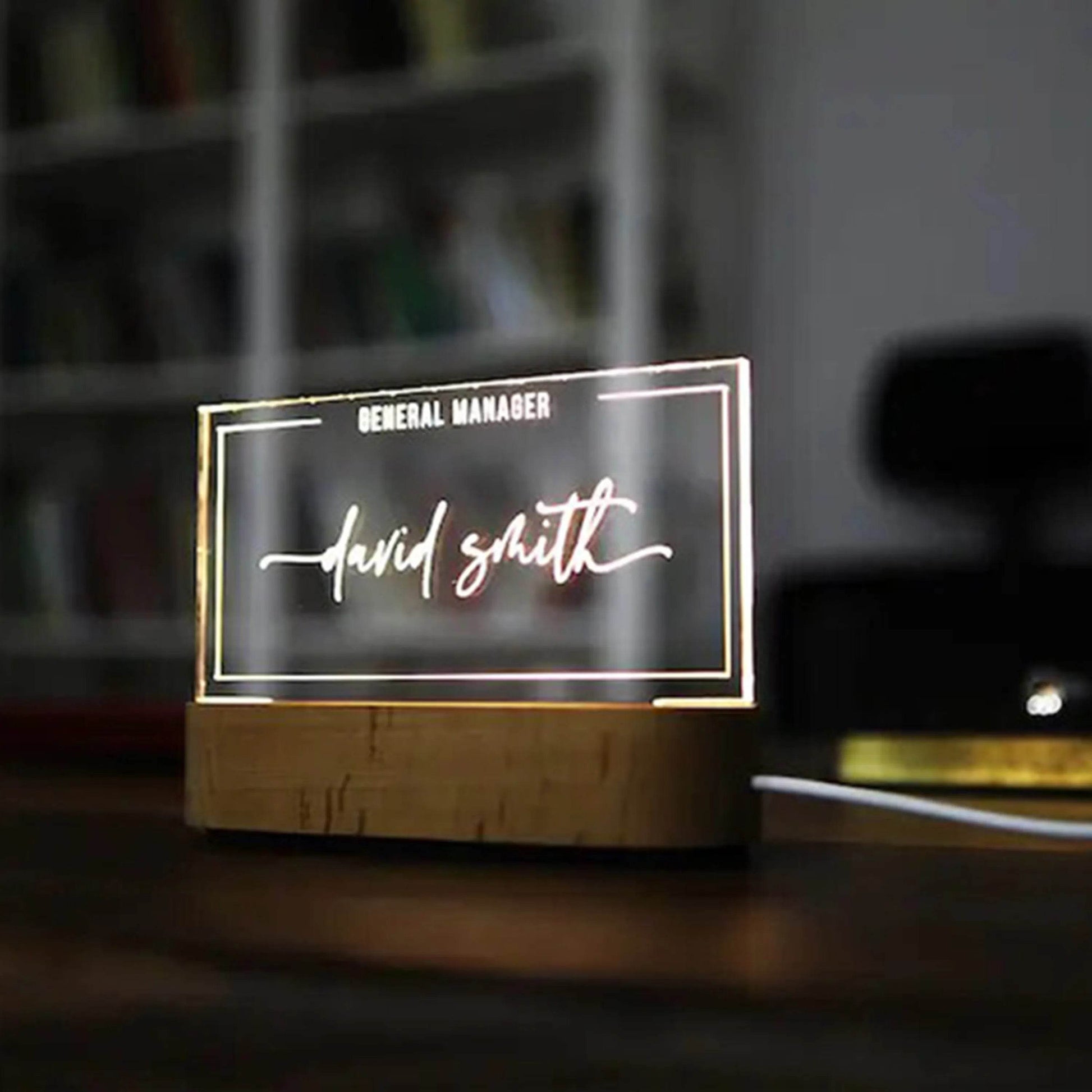 Custom Acrylic Desk Sign with USB Light | GT006 - GloriousGifts.Pk | Pakistan's 1 Office & Home Decoration Brand