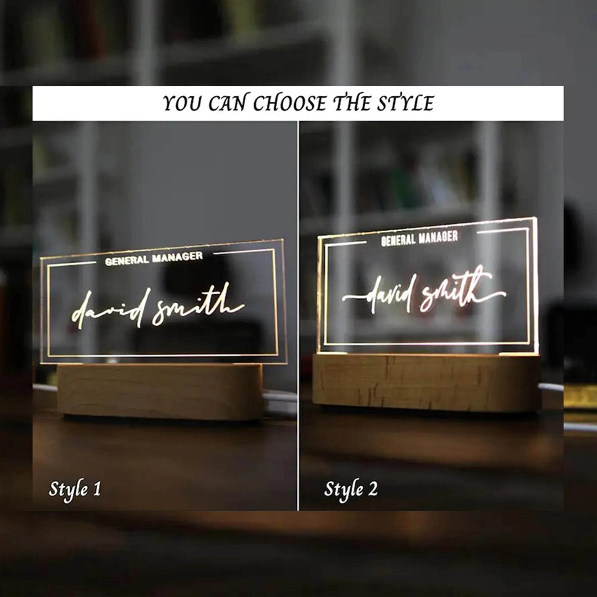 Custom Acrylic Desk Sign with USB Light | GT006 - GloriousGifts.Pk | Pakistan's 1 Office & Home Decoration Brand