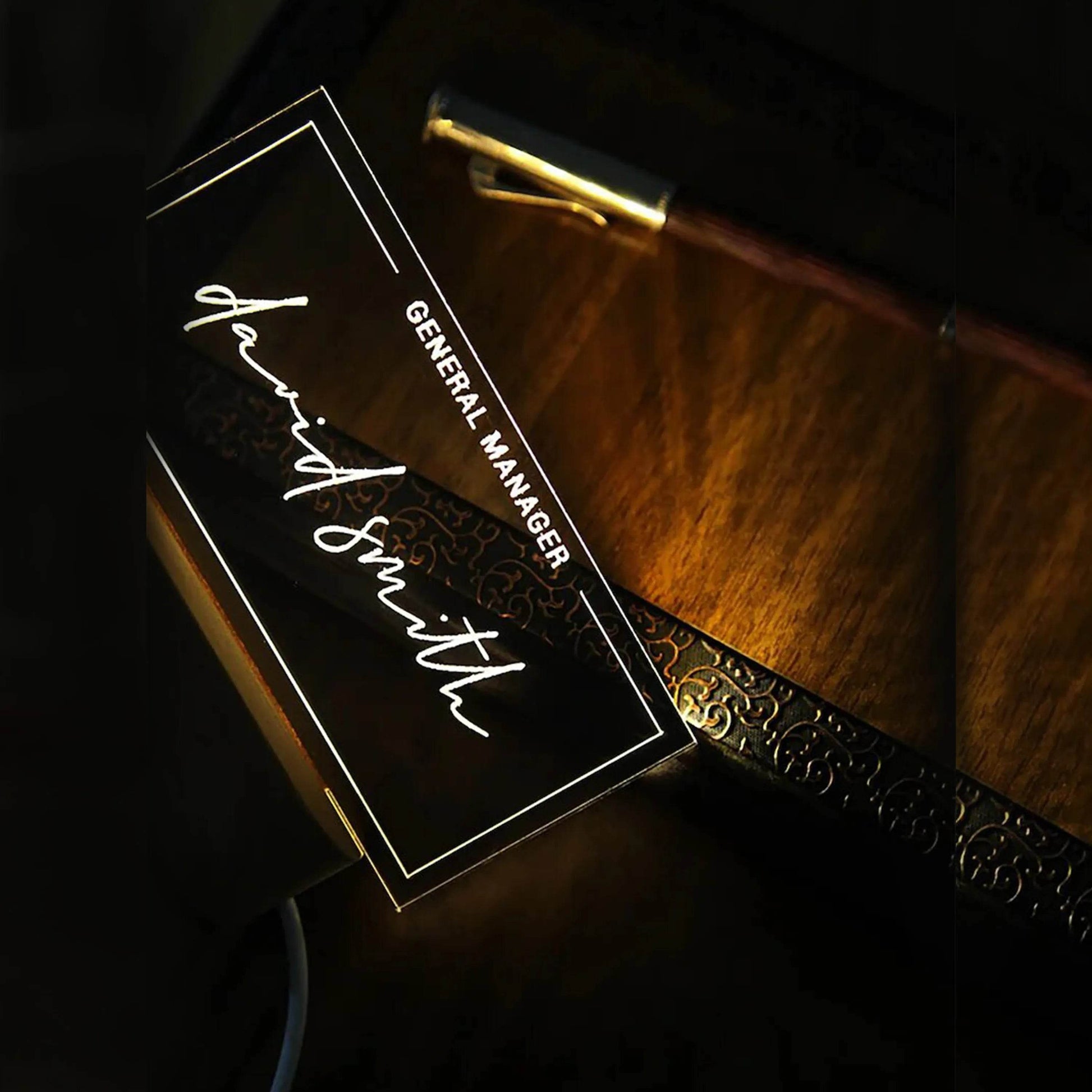 Custom Acrylic Desk Sign with USB Light | GT006 - GloriousGifts.Pk | Pakistan's 1 Office & Home Decoration Brand