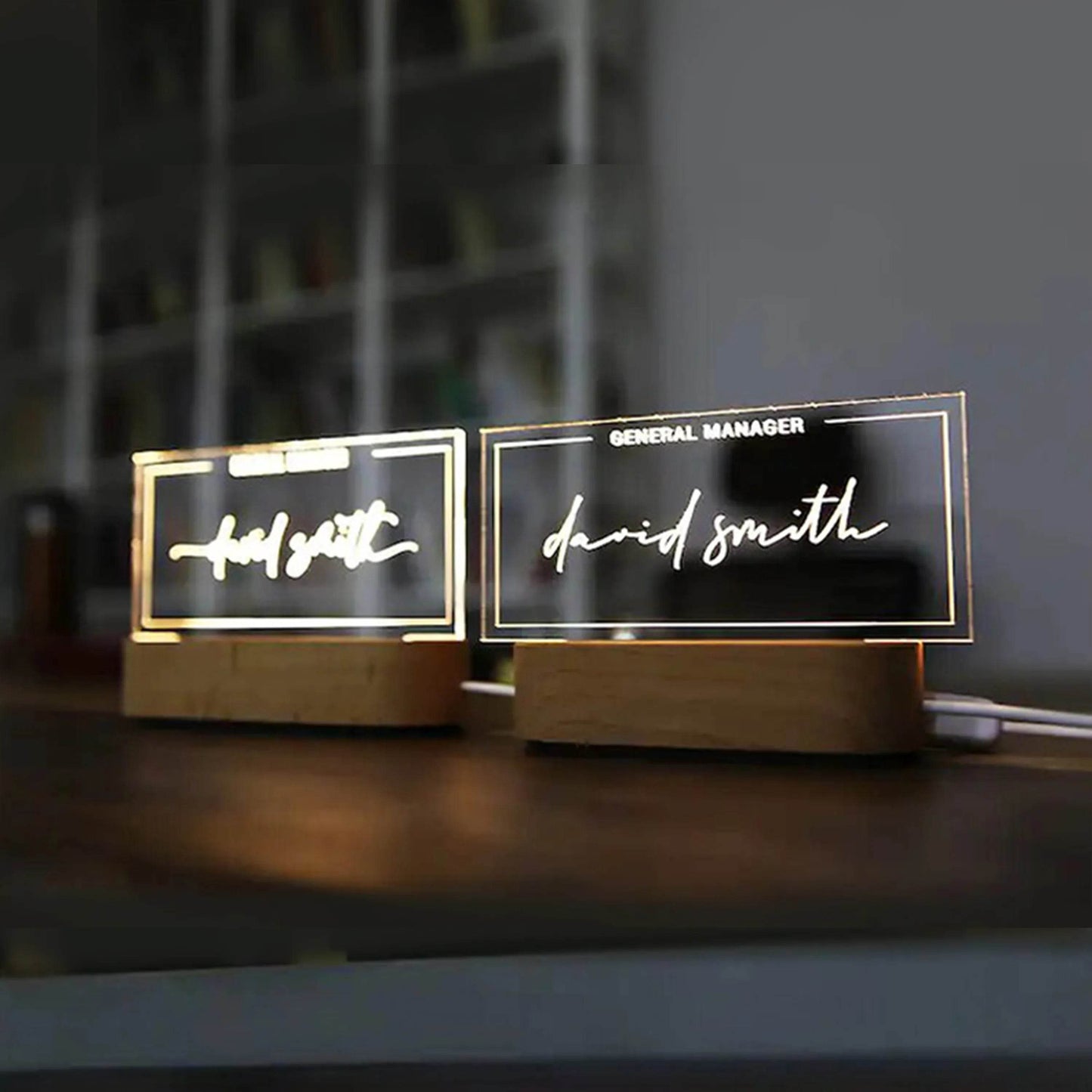 Custom Acrylic Desk Sign with USB Light | GT006 - GloriousGifts.Pk | Pakistan's 1 Office & Home Decoration Brand