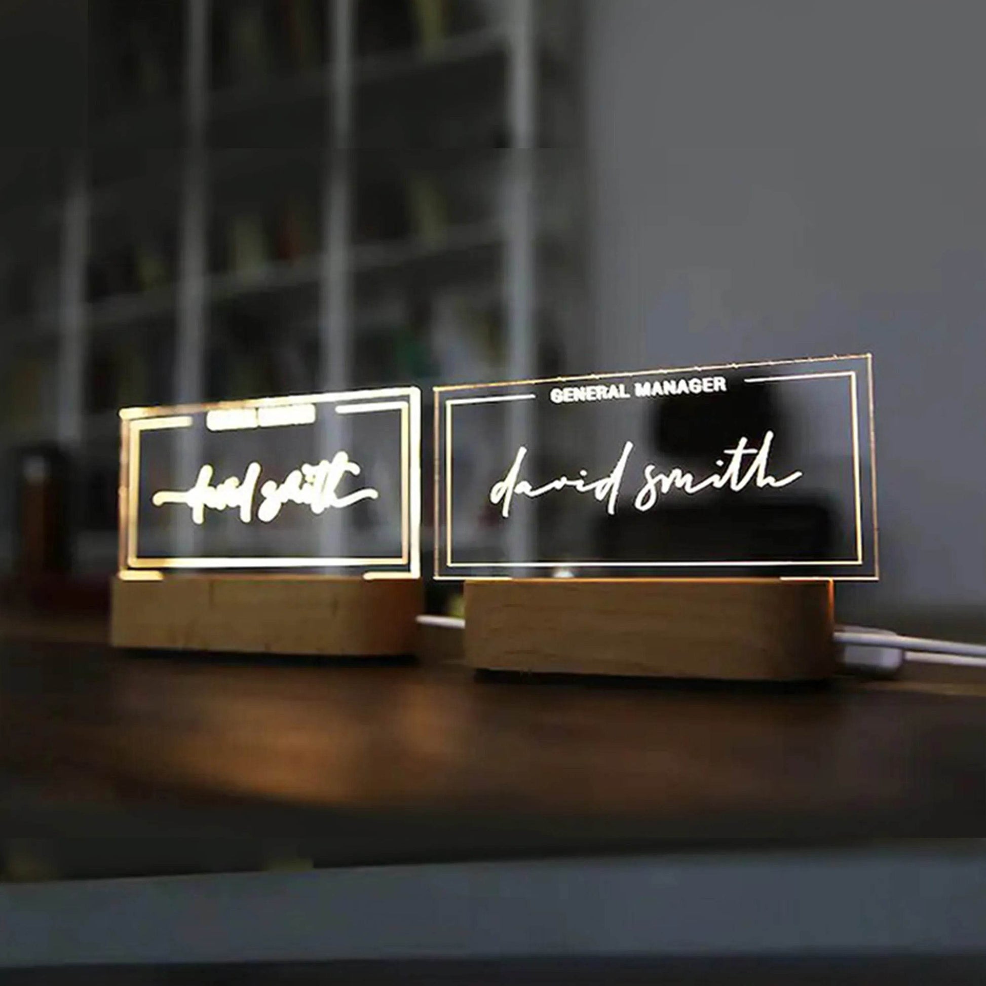 Custom Acrylic Desk Sign with USB Light | GT006 - GloriousGifts.Pk | Pakistan's 1 Office & Home Decoration Brand
