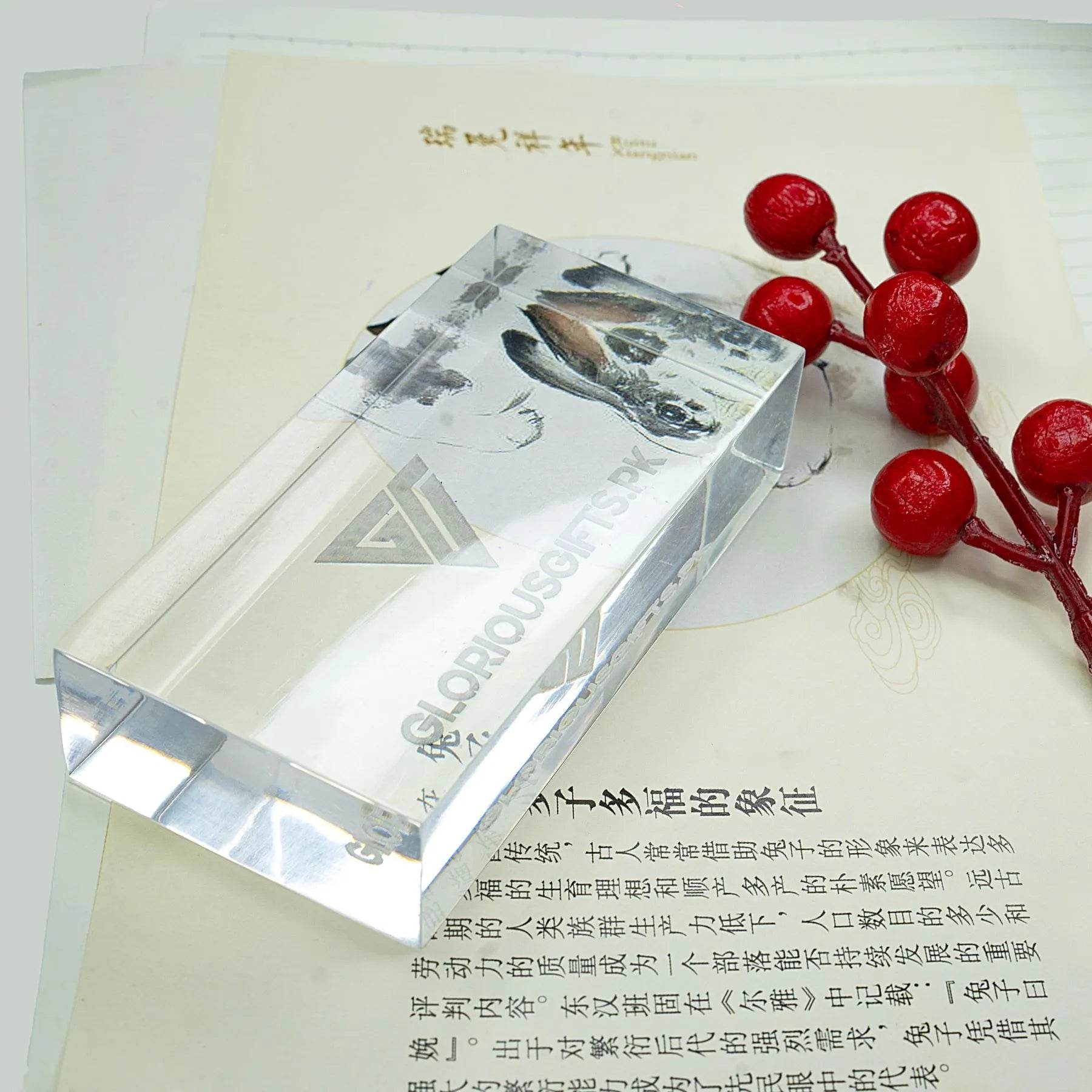 Custom Transparent Paperweight Engraved | GX008 - GloriousGifts.Pk | Pakistan's 1 Office & Home Decoration Brand