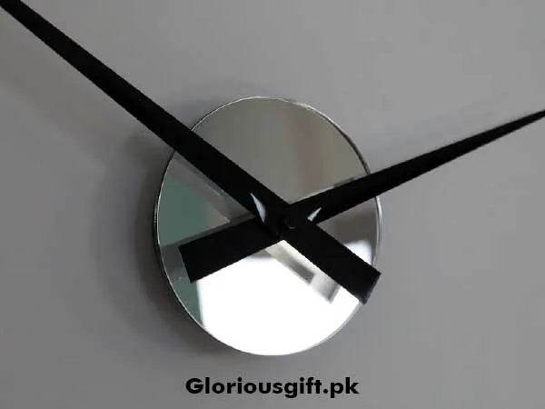 Large Black & Mirror Wall Clock Silver Accents | GC020 - GloriousGifts.Pk | Pakistan's 1 Office & Home Decoration Brand