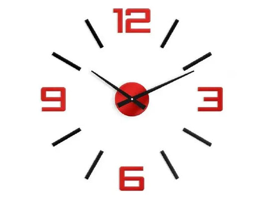 Large Black & Mirror Wall Clock Silver Accents | GC020