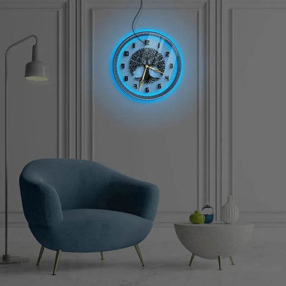 Tree Clock Blue Clock Neon Clock | GC003 - GloriousGifts.Pk | Pakistan's 1 Office & Home Decoration Brand