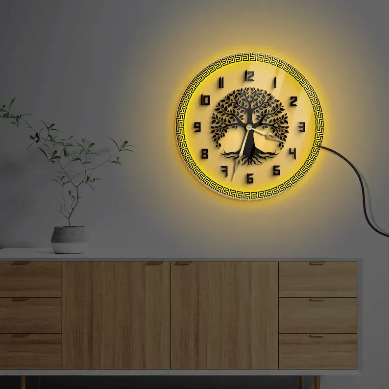 Tree Clock Blue Clock Neon Clock | GC003