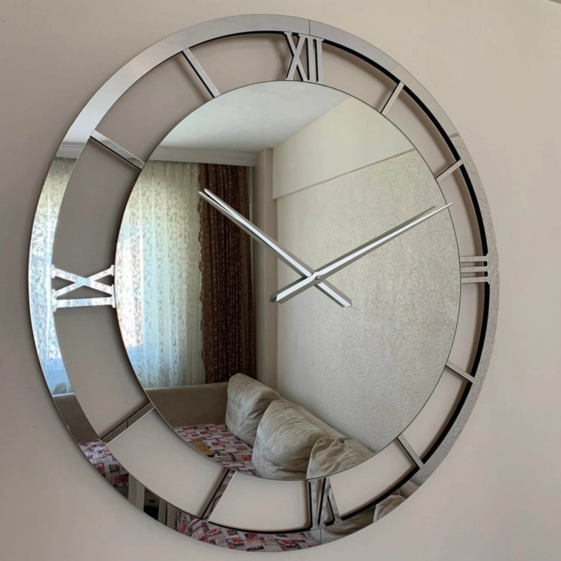 Modern Large Mirrored Clock Silver Numerals | GC011 - GloriousGifts.Pk | Pakistan's 1 Office & Home Decoration Brand