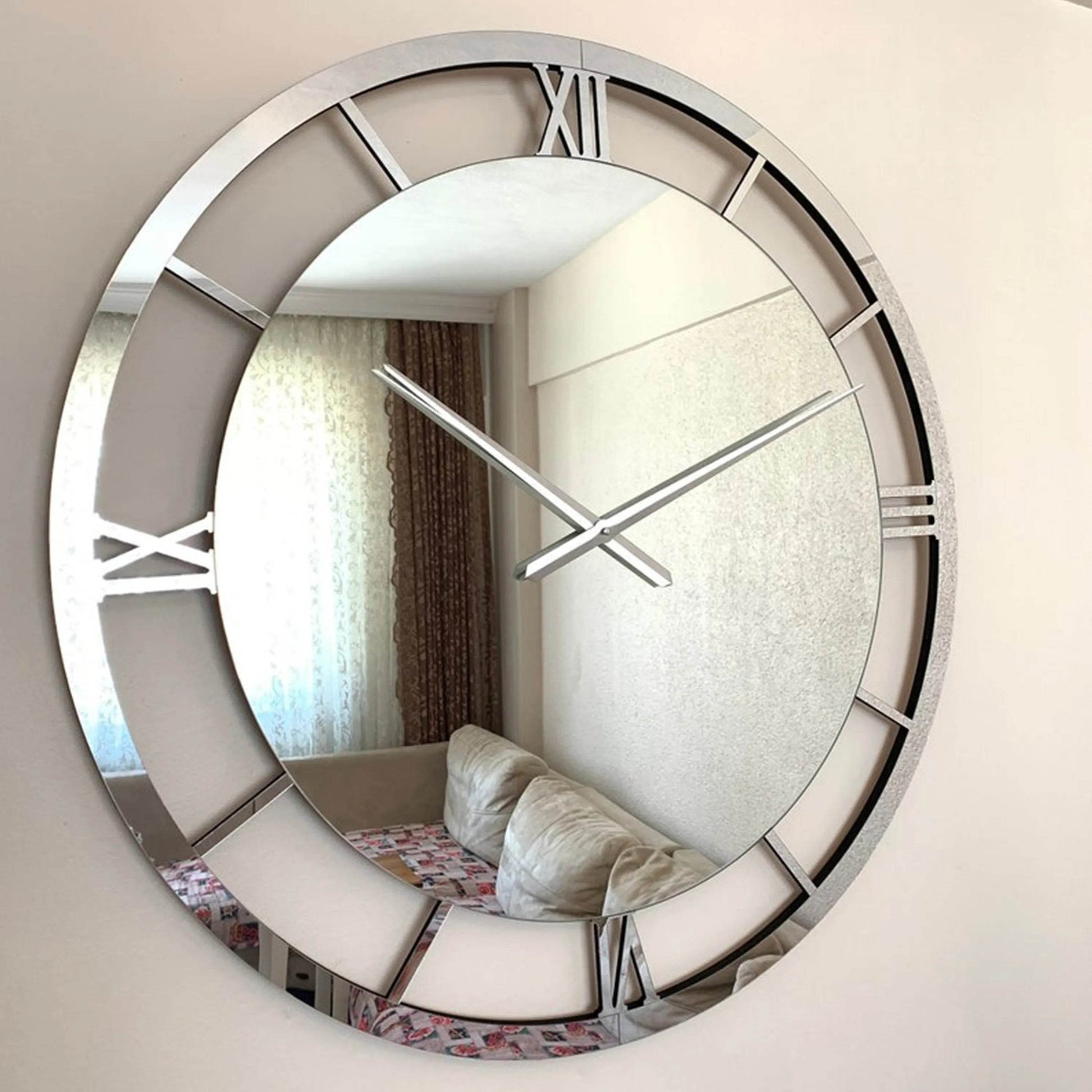 Modern Large Mirrored Clock Silver Numerals | GC011 - GloriousGifts.Pk | Pakistan's 1 Office & Home Decoration Brand
