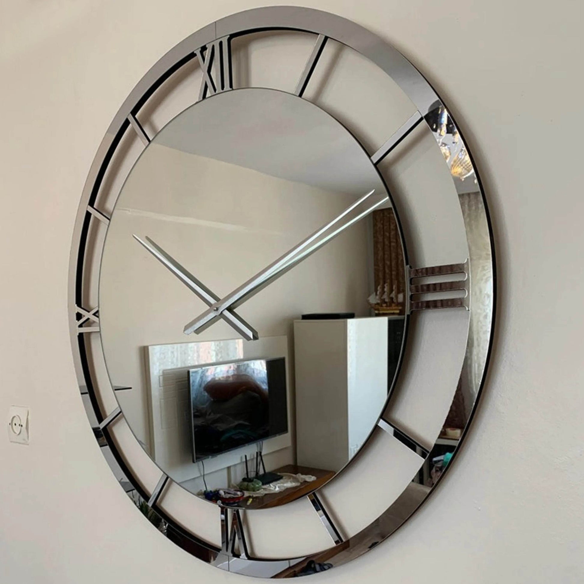 Modern Large Mirrored Clock Silver Numerals | GC011 - GloriousGifts.Pk | Pakistan's 1 Office & Home Decoration Brand