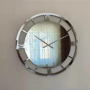 Modern Large Mirrored Clock  Silver Numerals | GC011