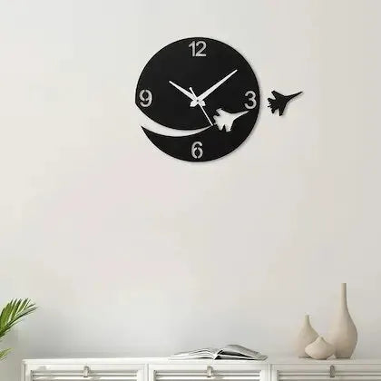 Airplane Round Wooden Clock  for Living Room | GC004