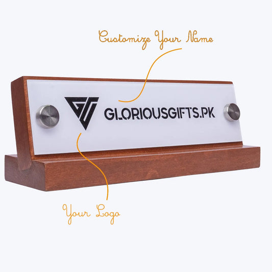 Bronze Desk Name Plate with Card Pen Holder | GT001