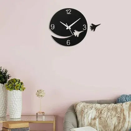 Airplane Round Wooden Clock  for Living Room | GC004