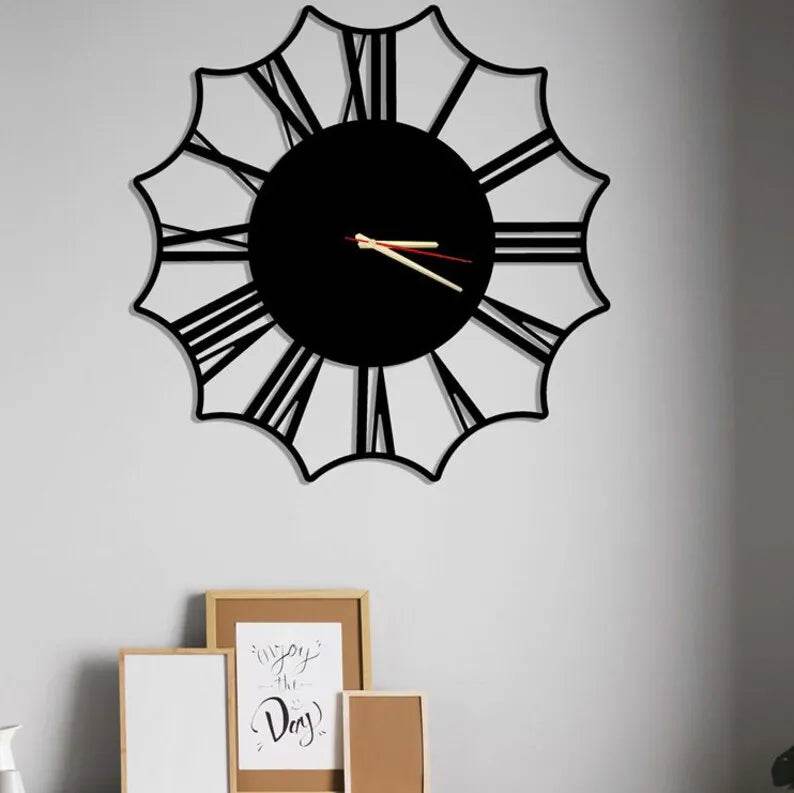 Black Oversized Silent Wooden Clock | GC013 - GloriousGifts.Pk | Pakistan's 1 Office & Home Decoration Brand