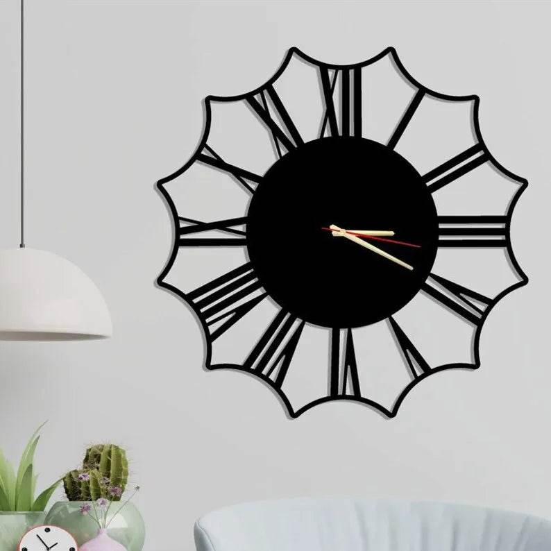 Black Oversized Silent Wooden Clock | GC013 - GloriousGifts.Pk | Pakistan's 1 Office & Home Decoration Brand