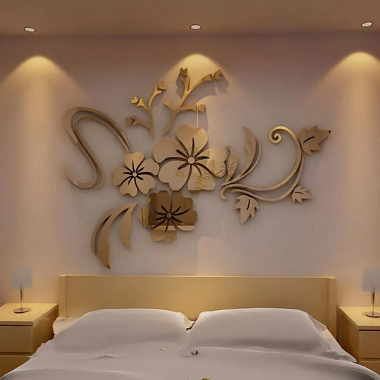 3D Mirror Flower Wall Sticker Stylish Home Décor | GW001