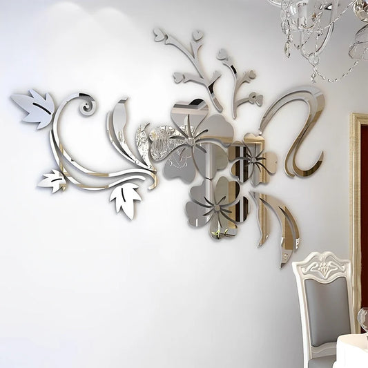 3D Mirror Flower Wall Sticker Stylish Home Décor | GW001