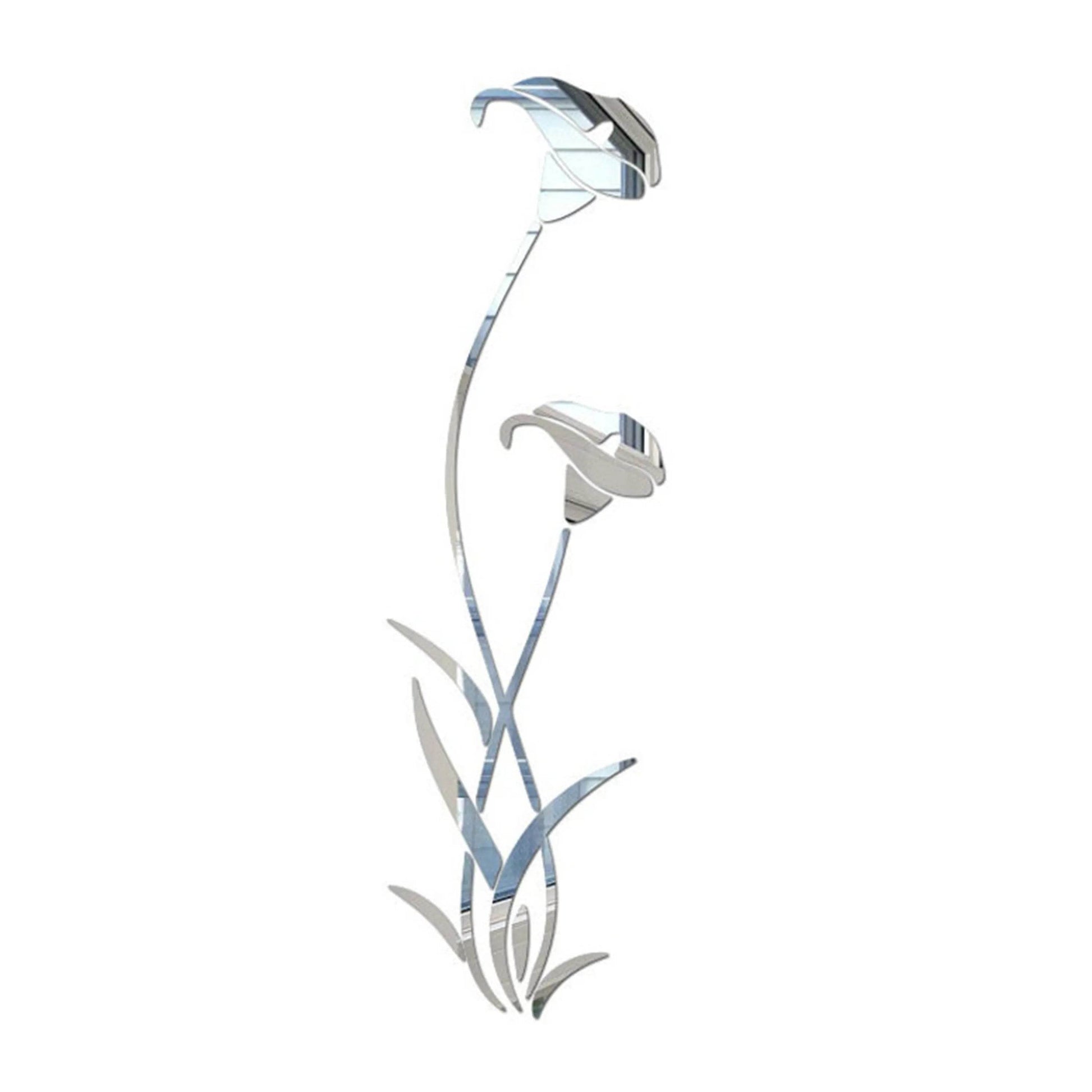 Flower Blossom Silver Mirror Reflective Wall Stickers GW004 - GloriousGifts.Pk | Pakistan's 1 Office & Home Decoration Brand