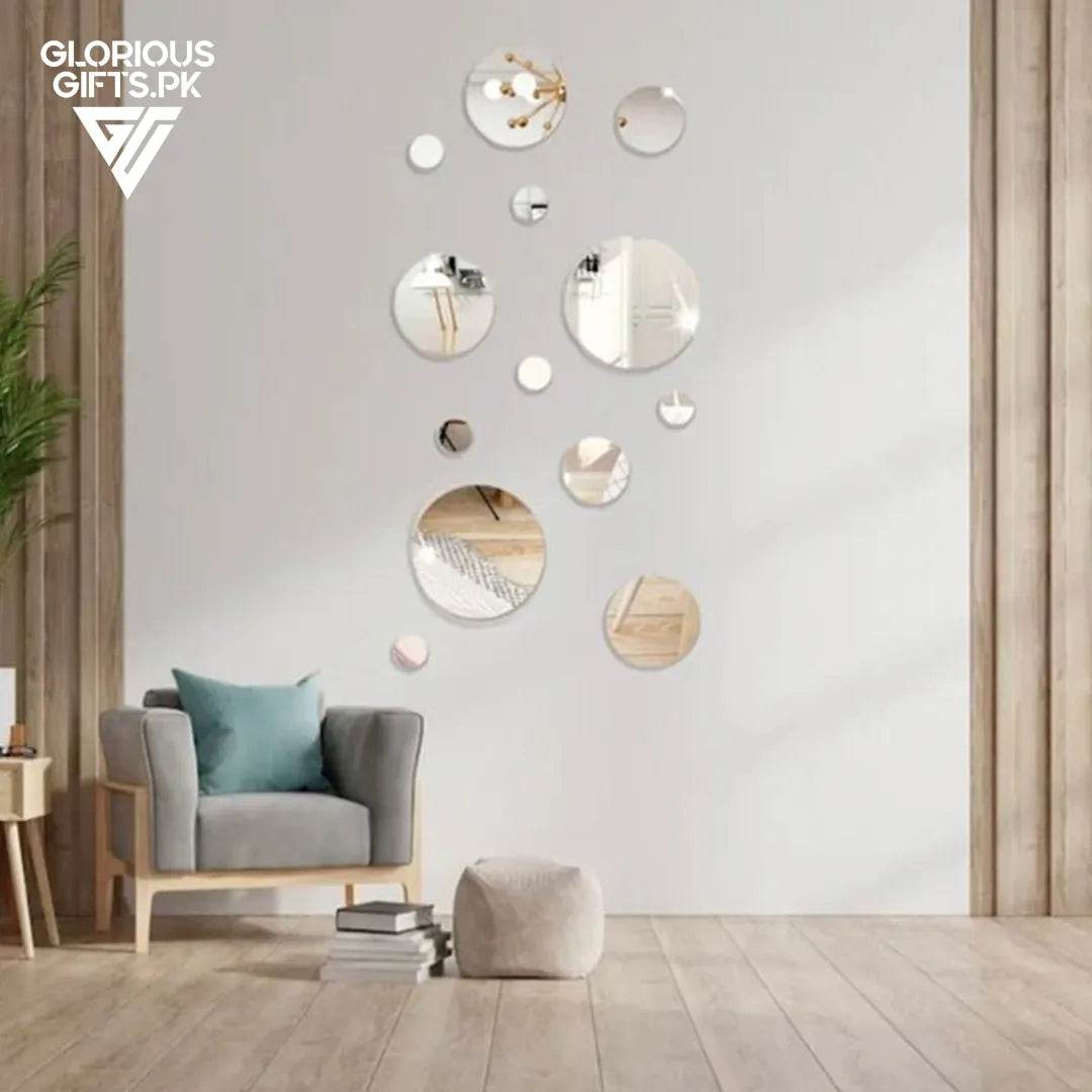 Set of Acrylic Mirror Wall Decals  Decorative Circles |GW013 - GloriousGifts.Pk | Pakistan's 1 Office & Home Decoration Brand